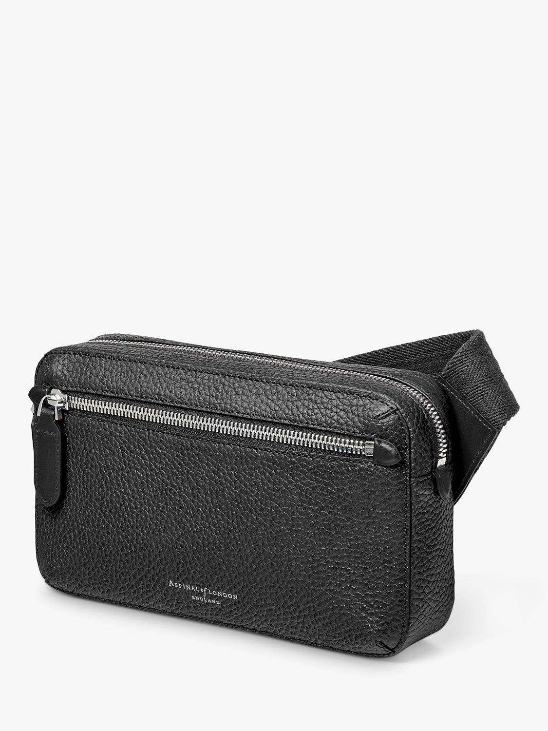 Product image 5 of 5, which shows Aspinal of London Compact Pebble Leather Reporter Bag, Black