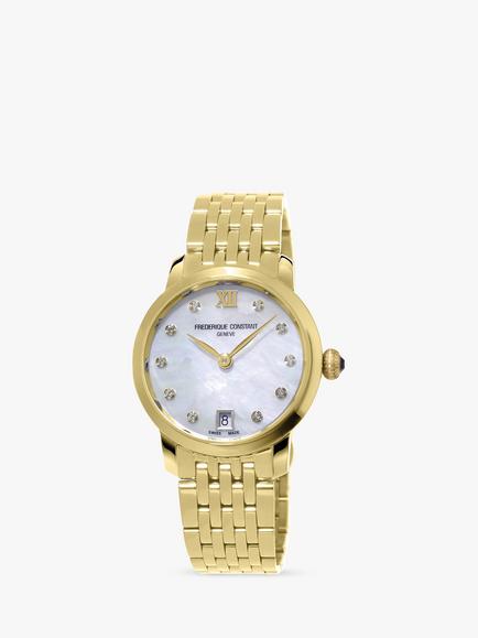 Frederique Constant FC-220MPWD1S25B Women's Slimline Watch, Gold, Gold