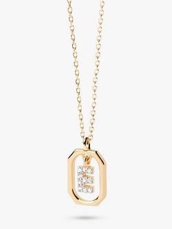 PDPAOLA Octagonal Cubic Zirconia Alphabet Initial Pendant Necklace, Gold E