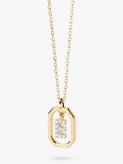 PDPAOLA Octagonal Cubic Zirconia Alphabet Initial Pendant Necklace - view 2, Gold E