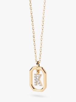 PDPAOLA Octagonal Cubic Zirconia Alphabet Initial Pendant Necklace, Gold K
