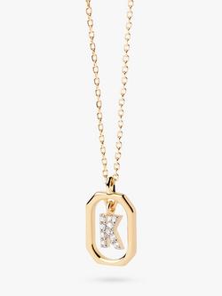 PDPAOLA Octagonal Cubic Zirconia Alphabet Initial Pendant Necklace - view 2, Gold K