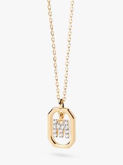 PDPAOLA Octagonal Cubic Zirconia Alphabet Initial Pendant Necklace, Gold M