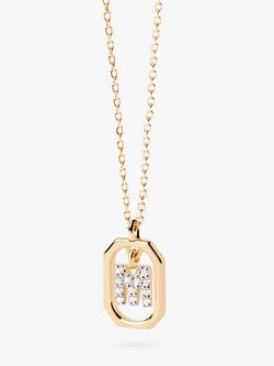 PDPAOLA Octagonal Cubic Zirconia Alphabet Initial Pendant Necklace - view 2, Gold M