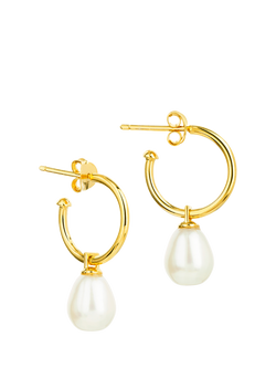 Claudia Bradby Freshwater Pearl Hoop Earrings, Yellow Gold