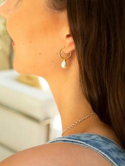 Claudia Bradby Freshwater Pearl Hoop Earrings - view 2, Yellow Gold