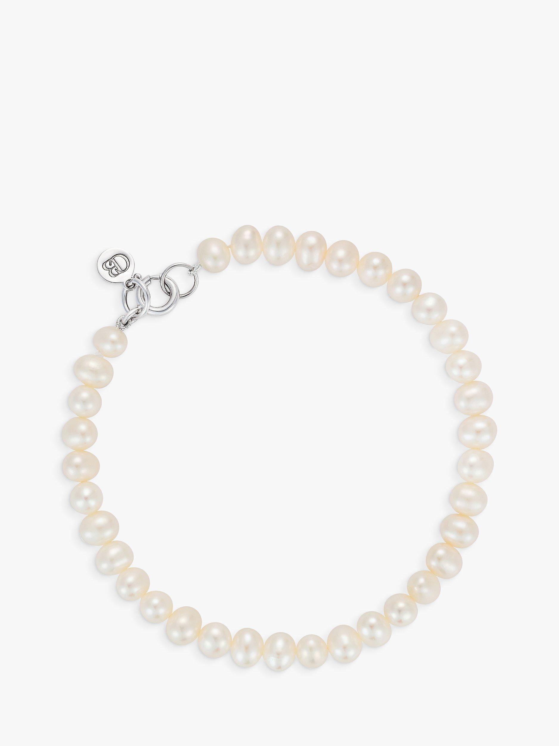 Product image 1 of 6, which shows Claudia Bradby Freshwater Button Pearl Bracelet, Silver