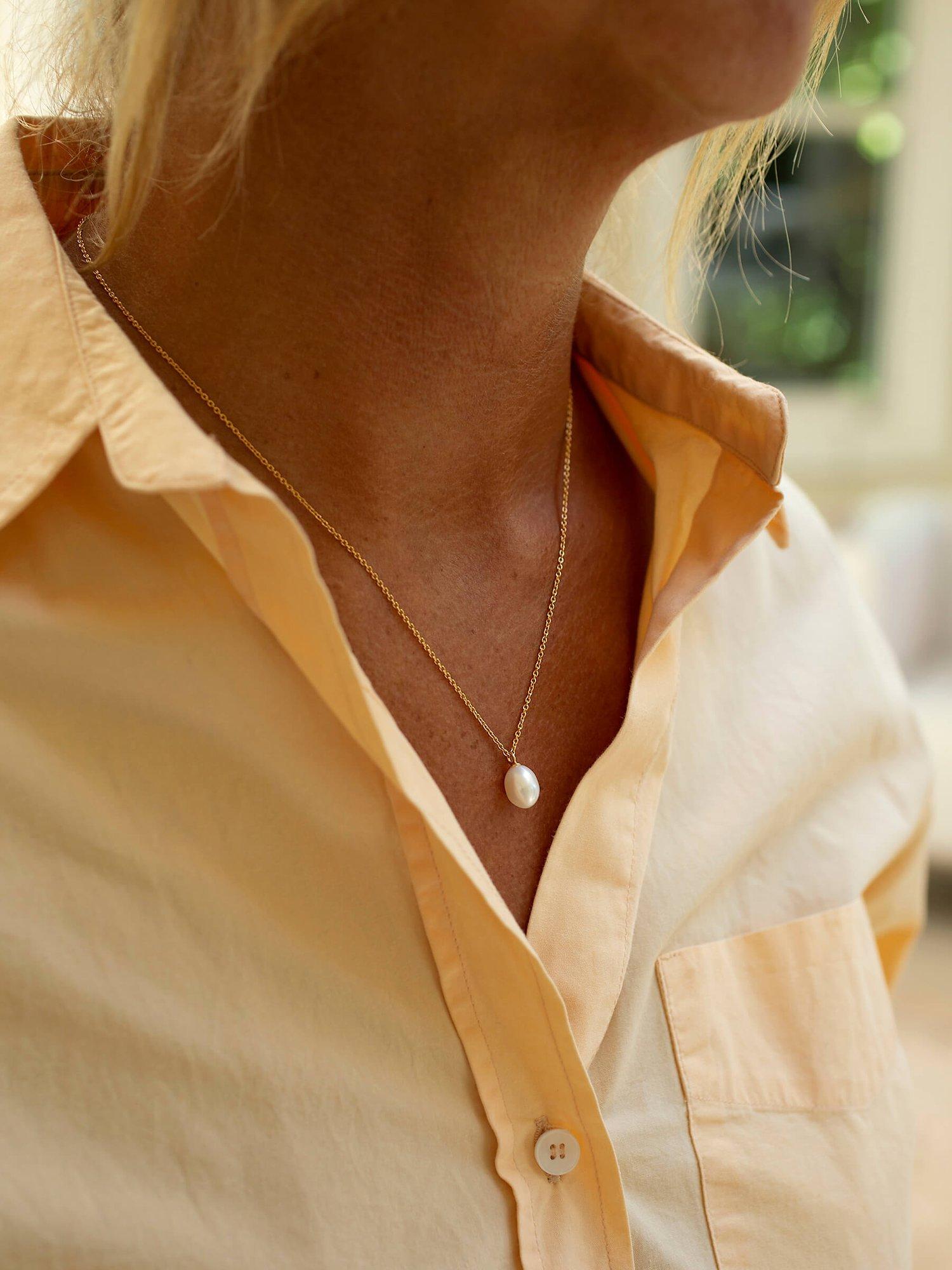 Product image 2 of 5, which shows Claudia Bradby Favourite Freshwater Pearl Pendant Necklace, Gold