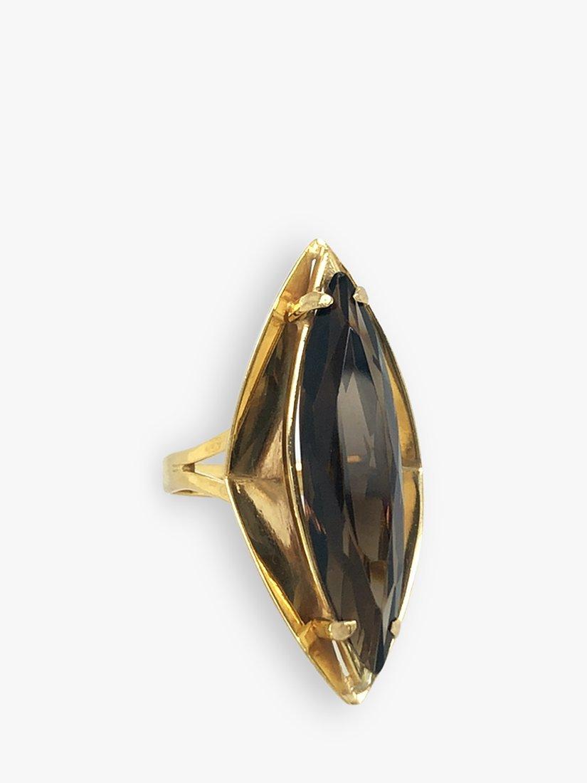 Vintage Fine Jewellery Pre-Loved 9ct Gold Marquise Smoky Quartz Cocktail Ring, Dated London 1969