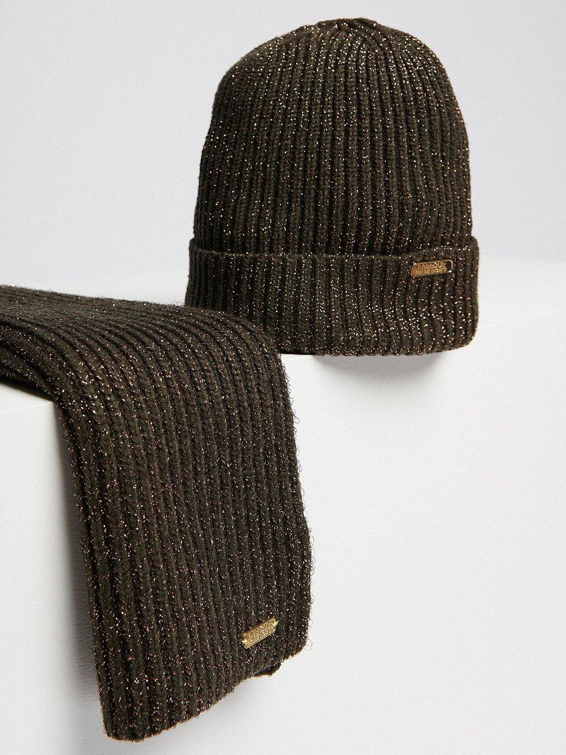 Barbour International Estoril Beanie & Scarf Gift Set, Envy Olive