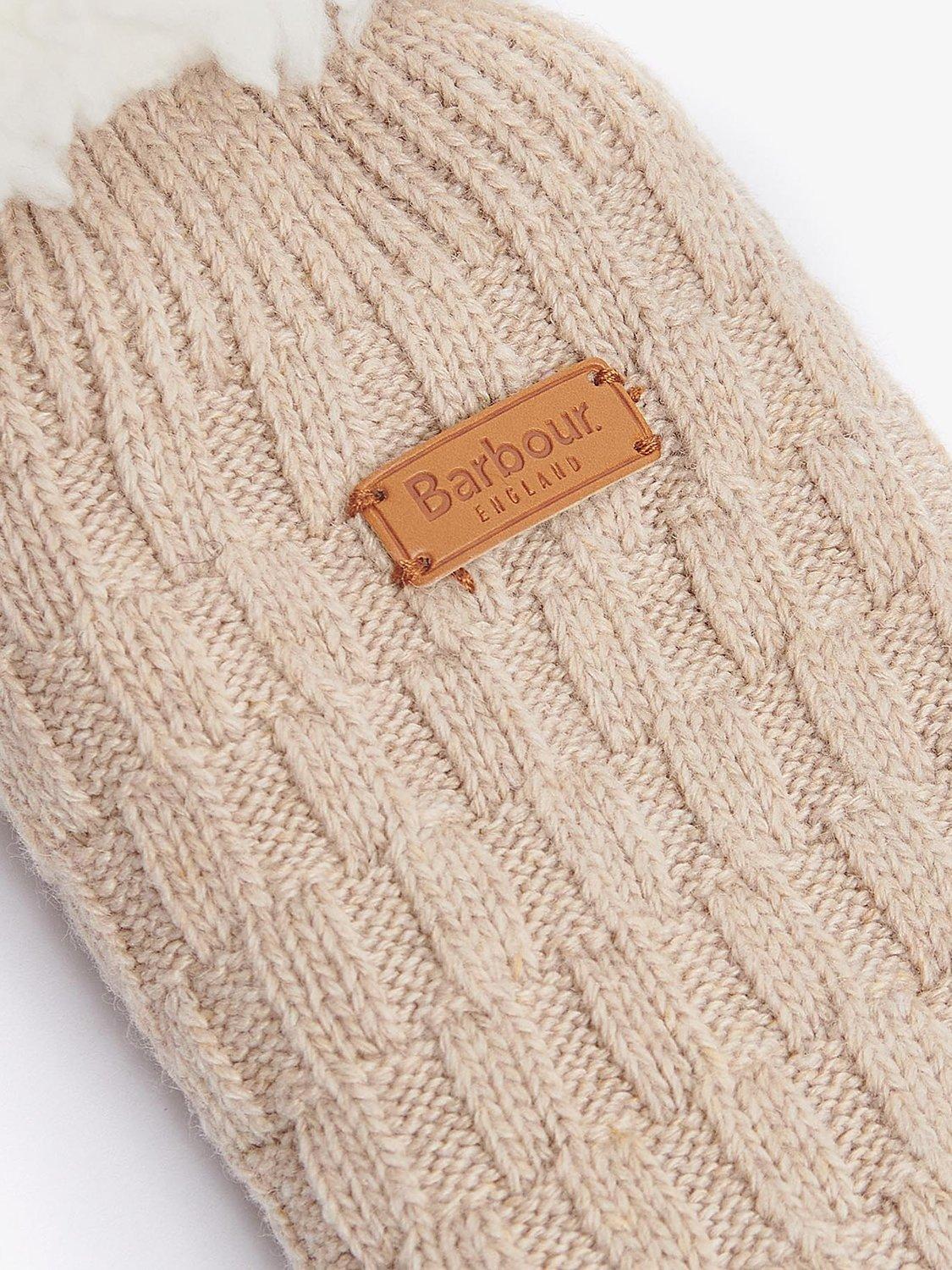 Product image 2 of 4, which shows Barbour Cable Knit Faux Fur Trim Lounge Socks, Oatmeal