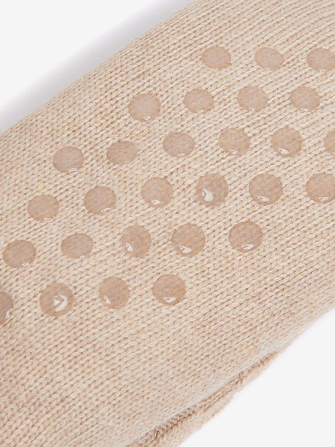 Product image 4 of 4, which shows Barbour Cable Knit Faux Fur Trim Lounge Socks, Oatmeal
