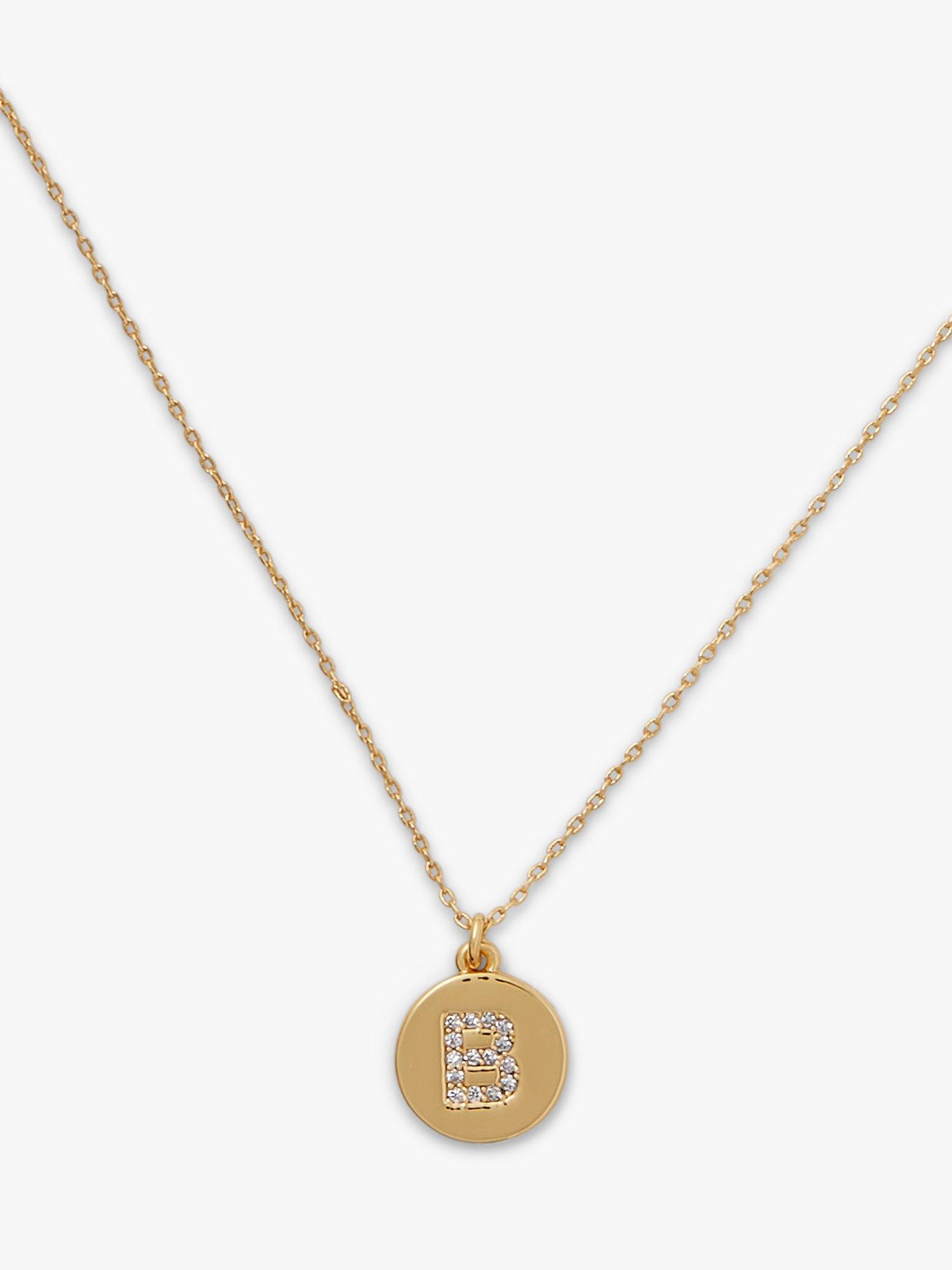 kate spade new york Mini Initial Pave Cubic Zirconia Pendant Necklace, Gold, B