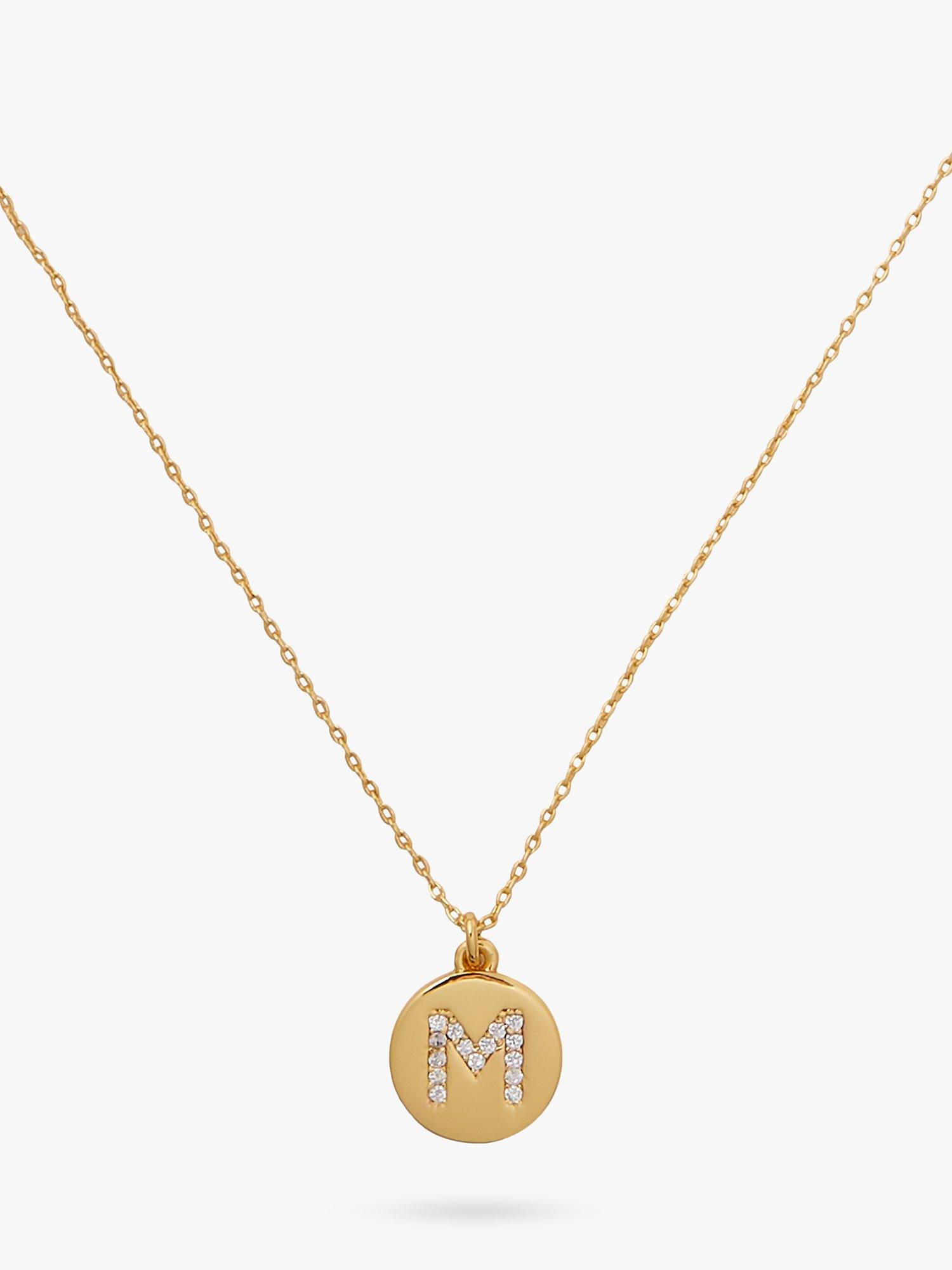 kate spade new york Mini Initial Pave Cubic Zirconia Pendant Necklace, Gold, M