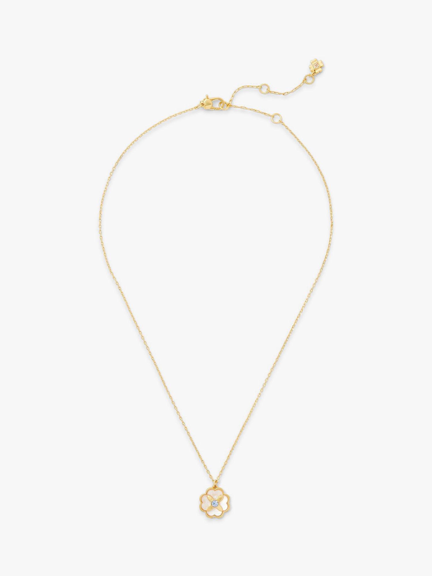 kate spade new york Heritage Bloom Mother of Pearl Necklace, Light Sapphire