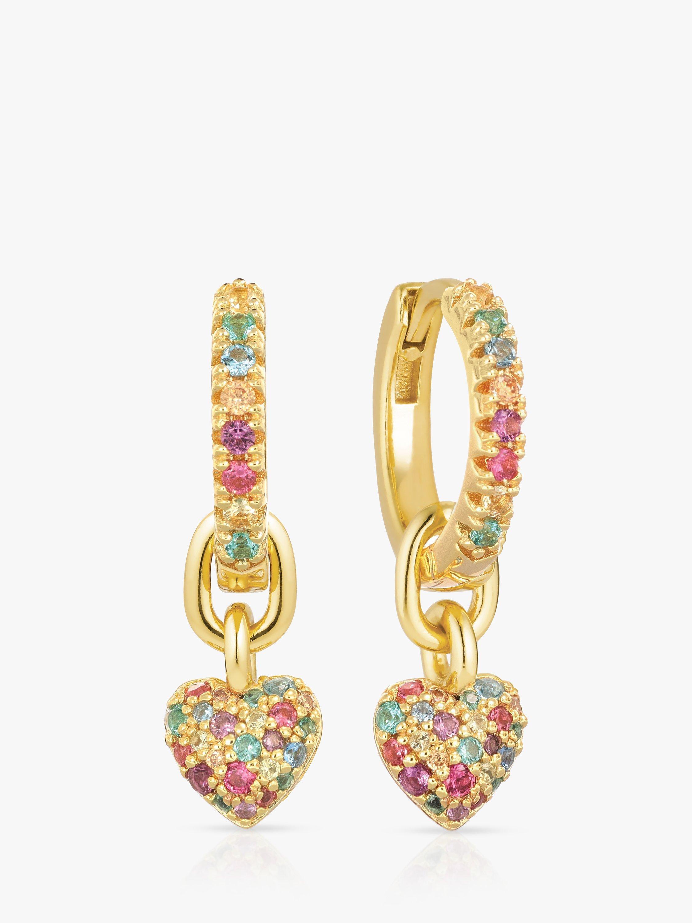 Product image 1 of 1, which shows Sif Jakobs Jewellery Caro Creolo Multicoloured Zirconia Detachable Charm Earrings, Gold