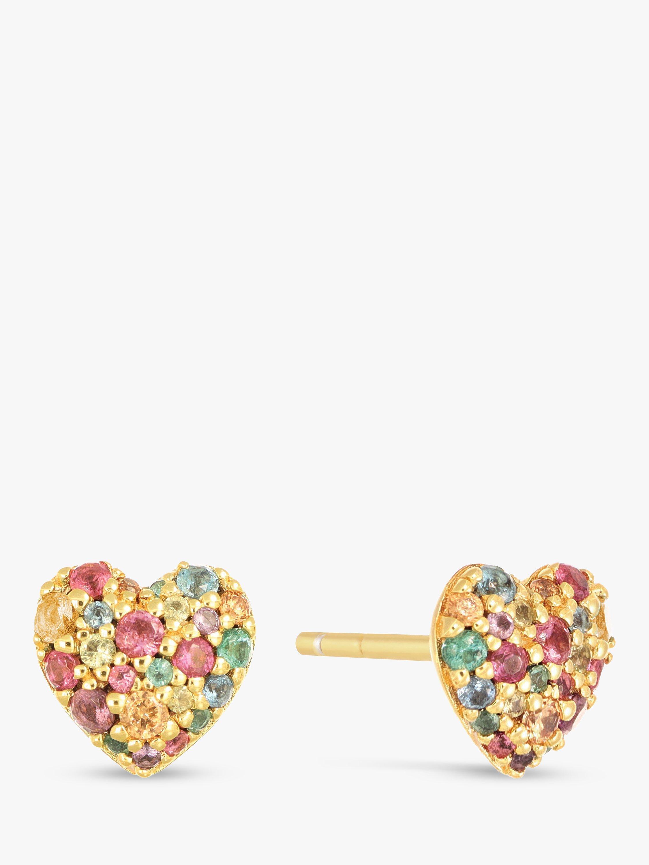 Product image 1 of 1, which shows Sif Jakobs Jewellery Caro Multicoloured Zirconia Heart Earrings, Gold