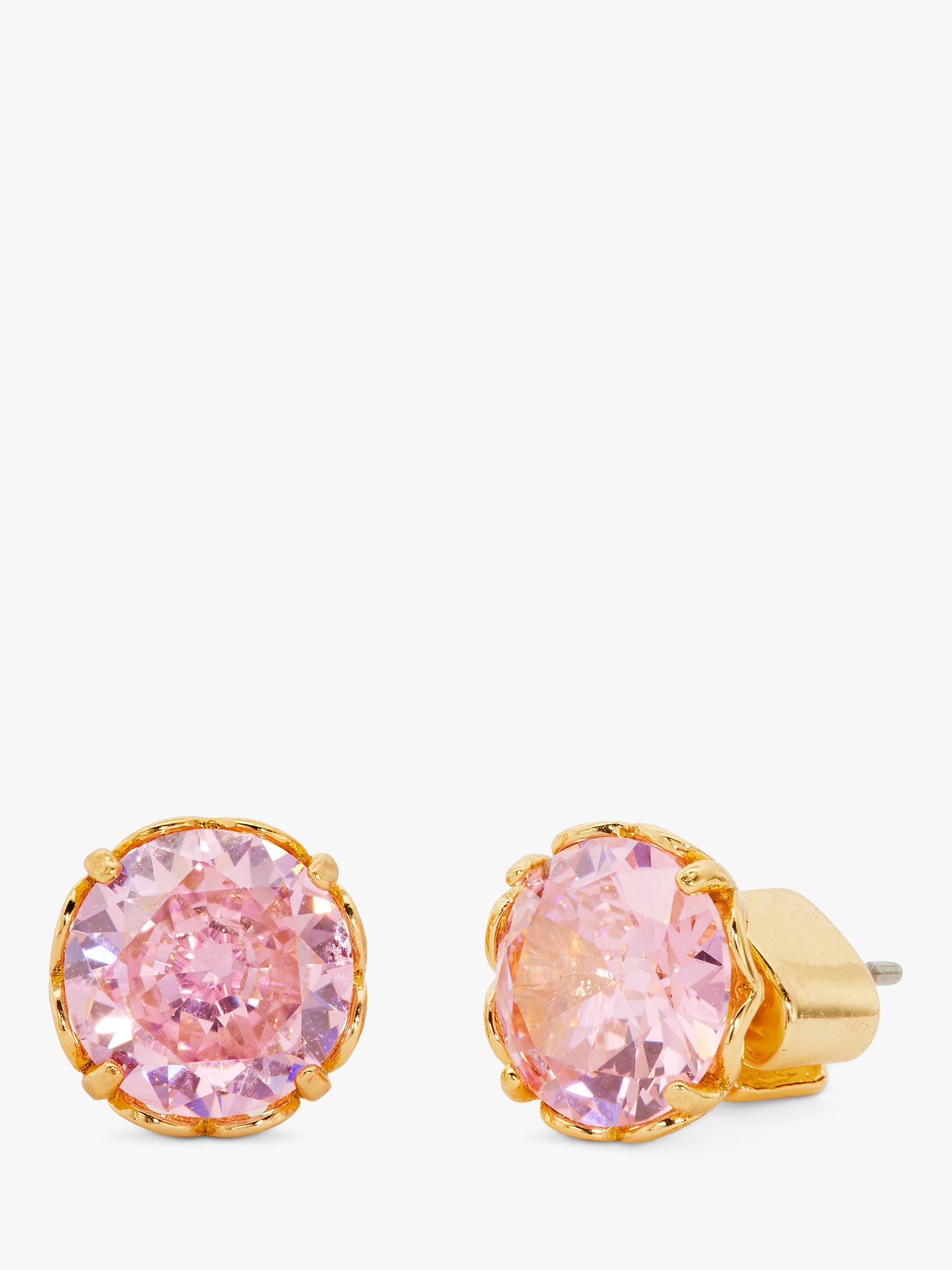 kate spade new york Cubic Zirconia Round Stud Earrings, Gold/Pink