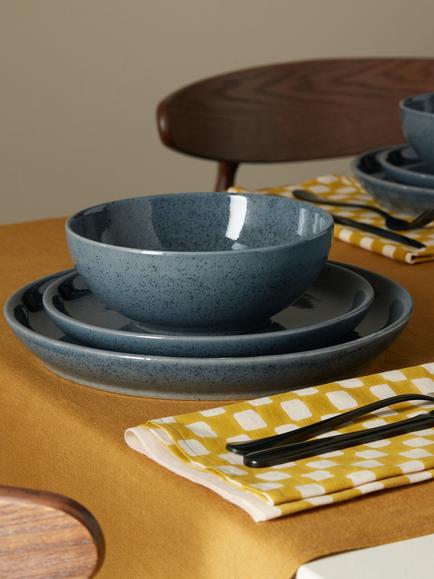 Denby Dark Grey Speckle Stoneware Coupe Dinnerware Set, 12 Piece, Grey - view 2, Grey