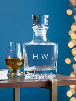 Treat Republic Personalised Elegance Initials Round Glass Decanter, Clear - view 2, Clear