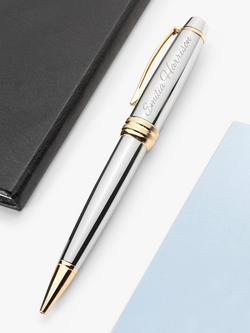 Treat Republic Personalised Cross Silver Medallist Ballpoint Pen, Silver/Gold - view 2, Silver/Gold