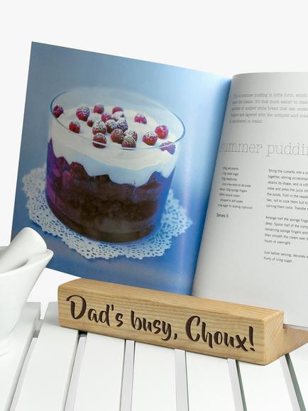 Treat Republic Personalised Oak Single Kitchen Recipe Book or Tablet Holder, Brown - view 2, Brown