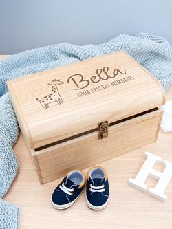 Treat Republic Personalised Baby Giraffe Keepsake Chest - view 2, Natural