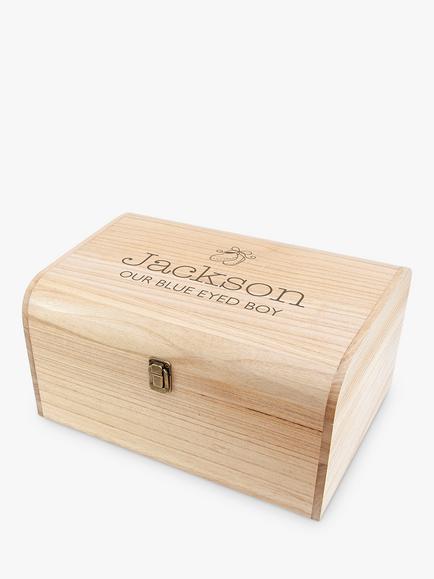 Treat Republic Personalised New Baby's Shoes Luxury Wooden Keepsake Chest, Natural