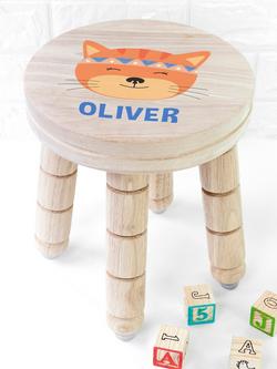 Treat Republic Personalised Cute Kitten Kids Stool, Natural - view 2, Natural