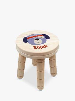 Treat Republic Personalised Cute Puppy Kids Stool, Natural, Natural