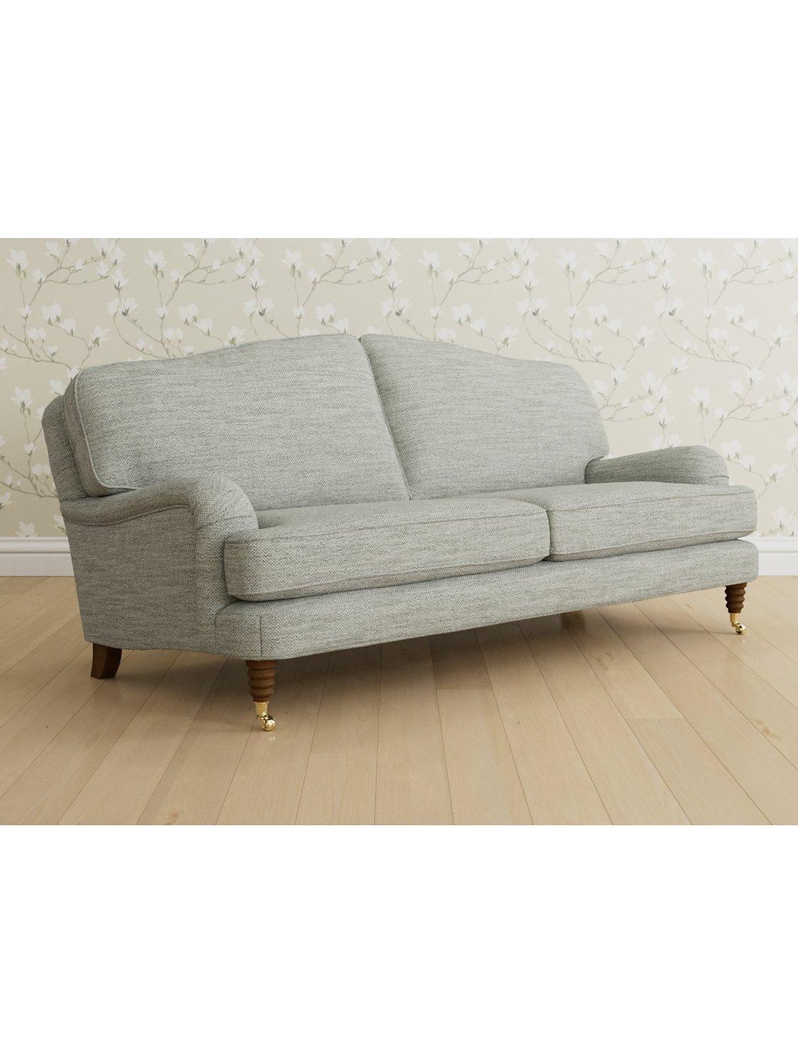 Lynden Range, Laura Ashley Lynden Large 3 Seater Sofa, Teak Leg, Harley Dove Grey