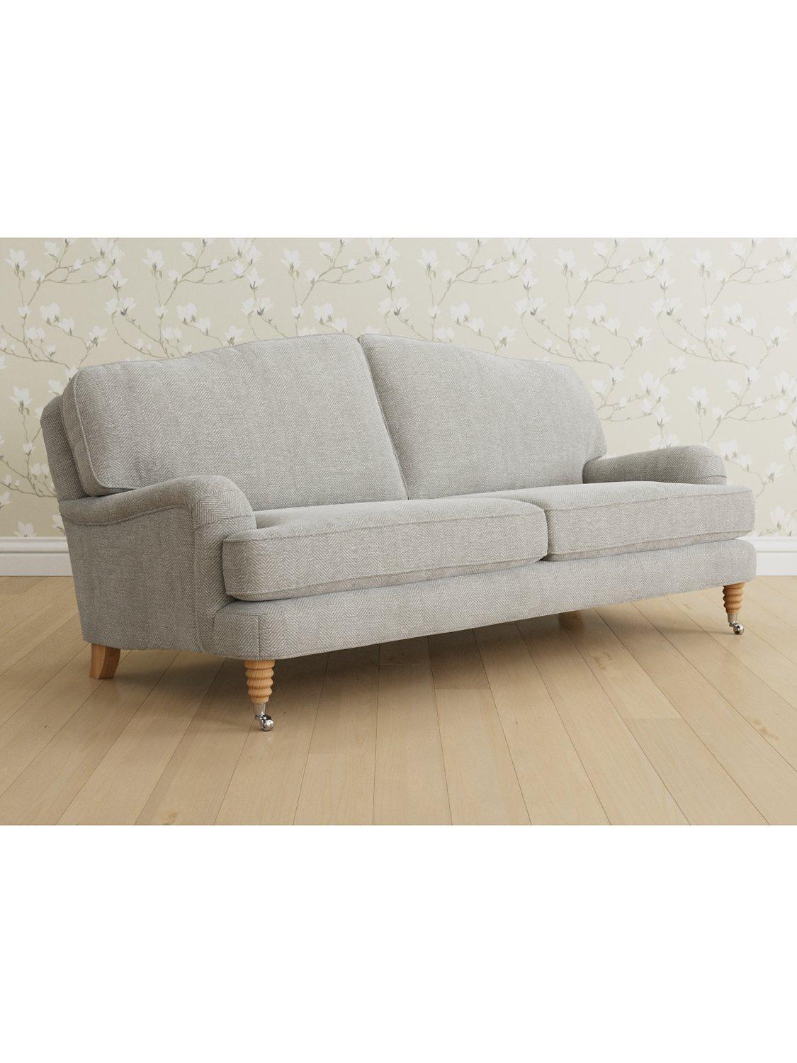 Lynden Range, Laura Ashley Lynden Large 3 Seater Sofa, Oak Leg, Edwin Silver