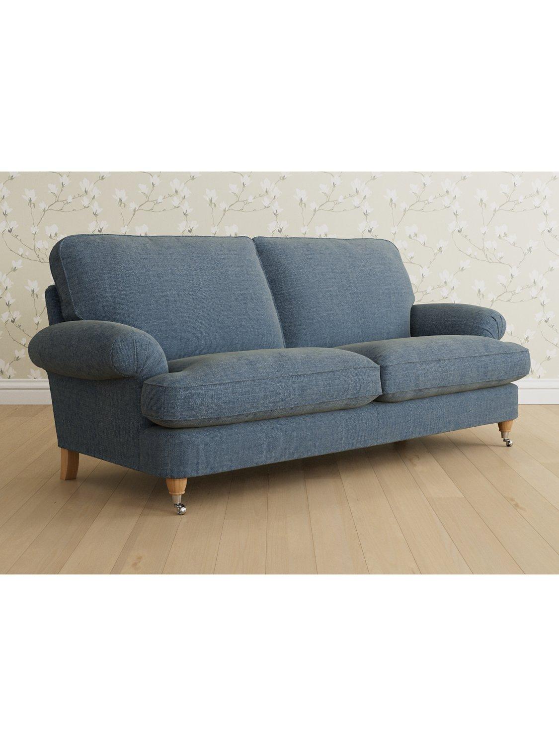 Beaumaris Range, Laura Ashley Beaumaris Large 3 Seater Sofa, Oak Leg, Orla Seaspray