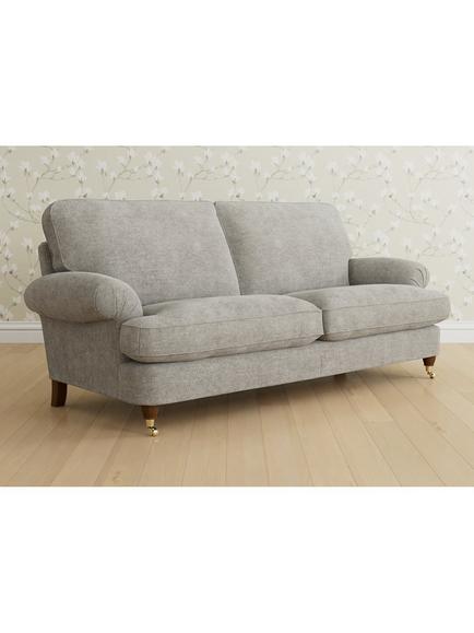 Laura Ashley Beaumaris Large 3 Seater Sofa, Teak Leg, Orla Pale Steel