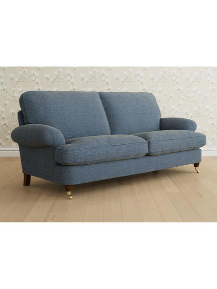 Laura Ashley Beaumaris Large 3 Seater Sofa, Teak Leg, Orla Seaspray