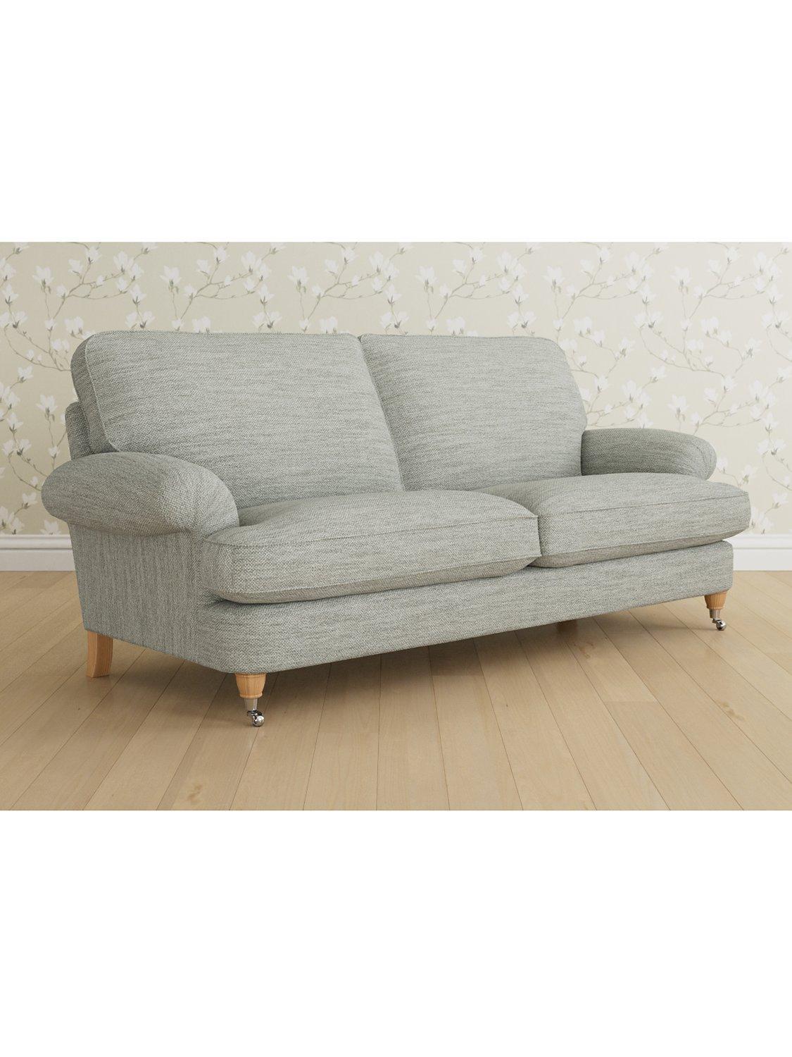 Beaumaris Range, Laura Ashley Beaumaris Large 3 Seater Sofa, Oak Leg, Harley Dove Grey