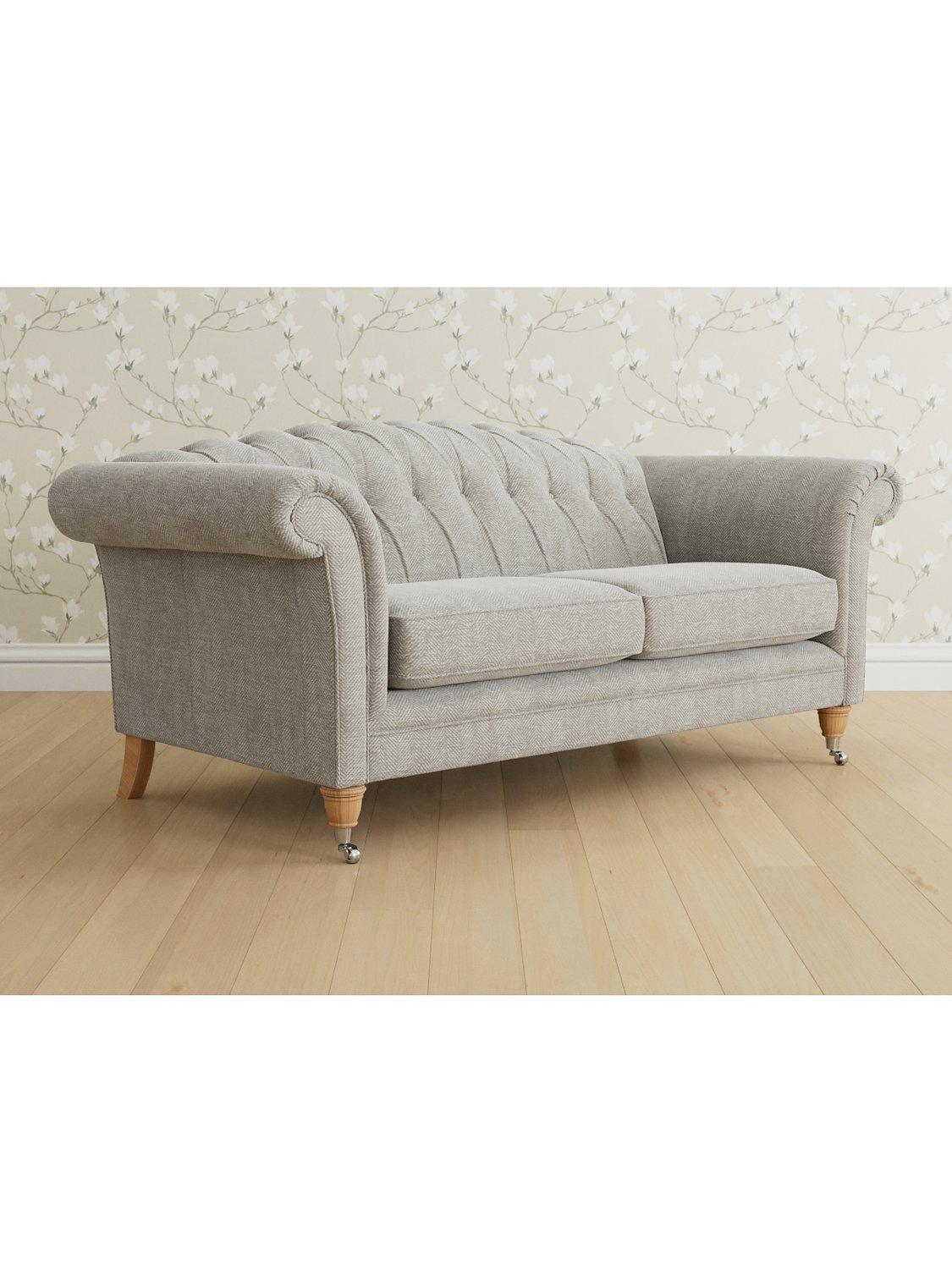 Gloucester Range, Laura Ashley Gloucester Large 3 Seater Sofa, Oak Leg, Edwin Silver