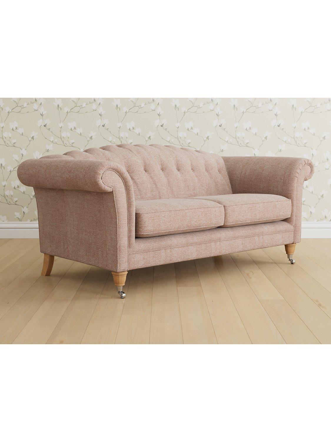 Gloucester Range, Laura Ashley Gloucester Large 3 Seater Sofa, Oak Leg, Edwin Blush