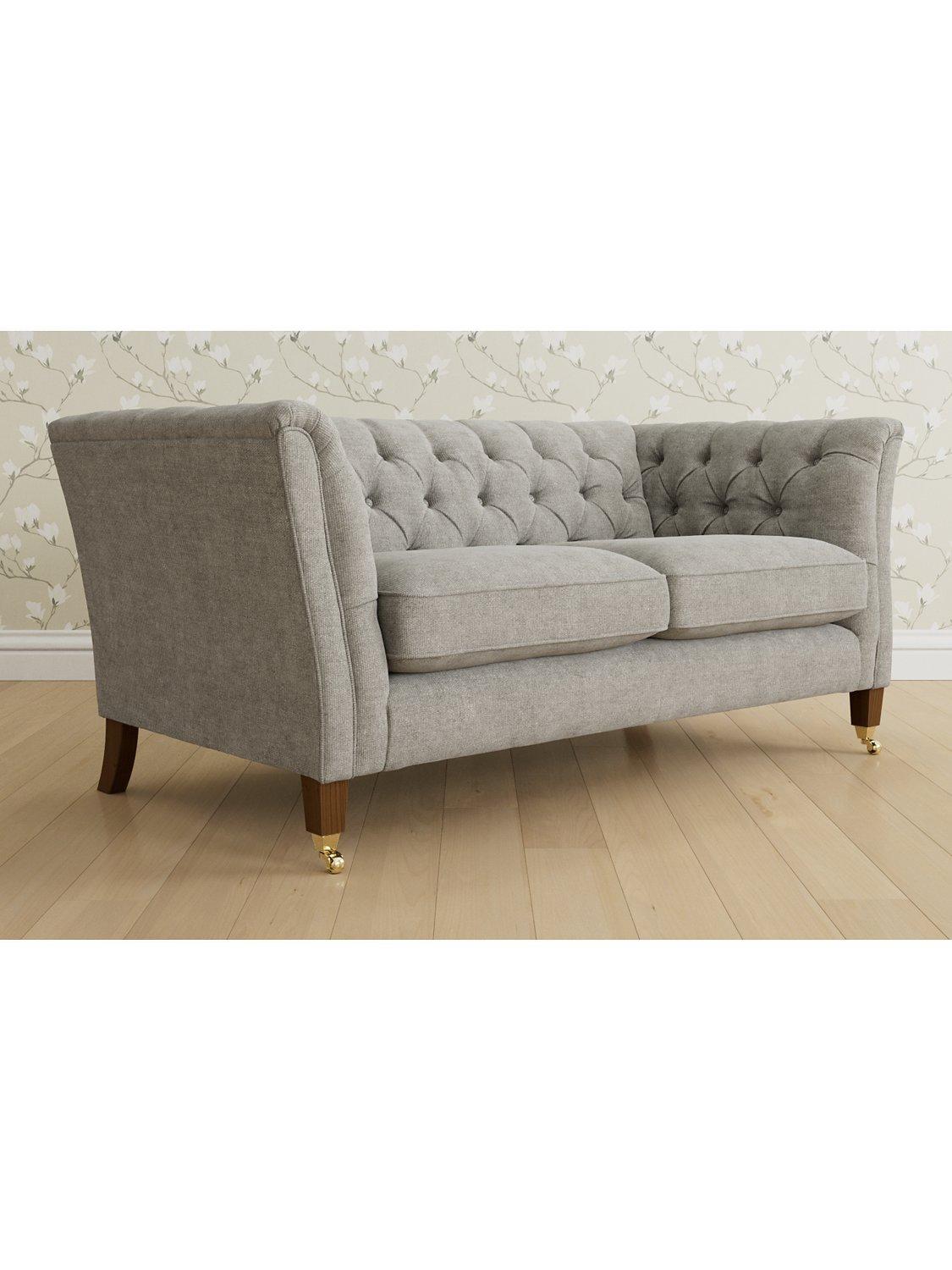 Chatsworth Range, Laura Ashley Chatsworth Medium 2 Seater Sofa, Teak Leg, Orla Pale Steel