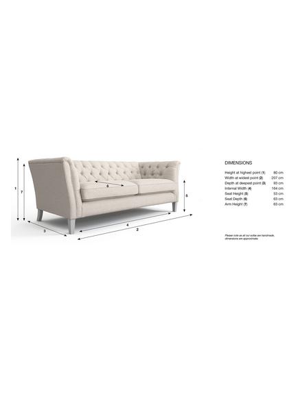 Laura Ashley Chatsworth Large 3 Seater Sofa, Oak Leg - view 2, Orla Gold