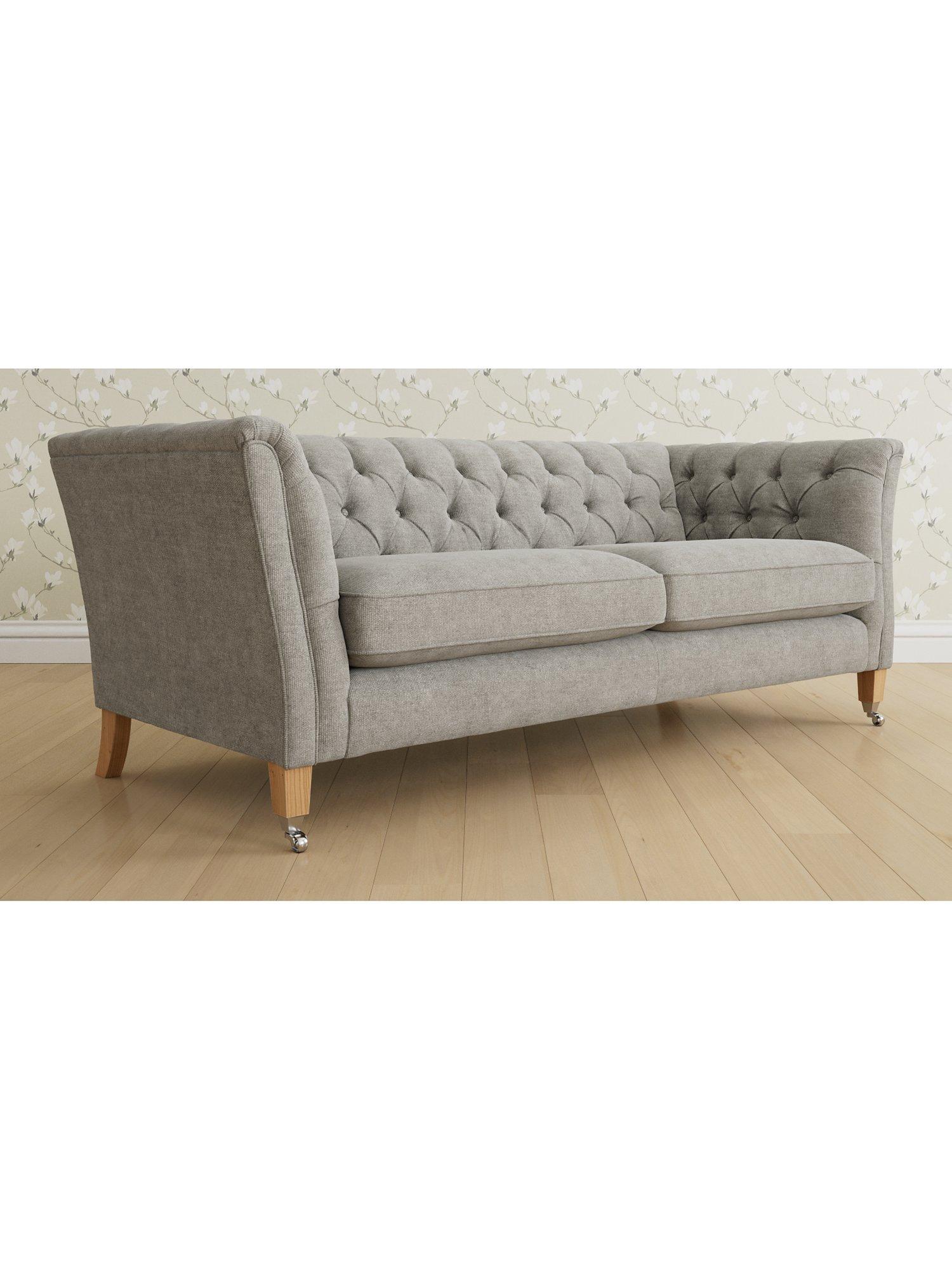 Chatsworth Range, Laura Ashley Chatsworth Large 3 Seater Sofa, Oak Leg, Orla Pale Steel