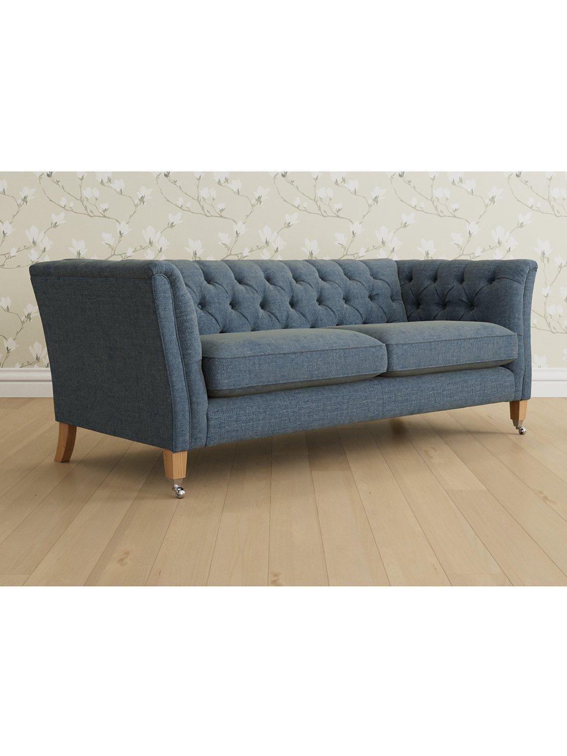 Chatsworth Range, Laura Ashley Chatsworth Large 3 Seater Sofa, Oak Leg, Orla Seaspray