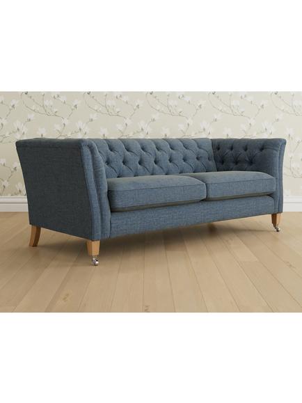 Laura Ashley Chatsworth Large 3 Seater Sofa, Oak Leg, Orla Seaspray