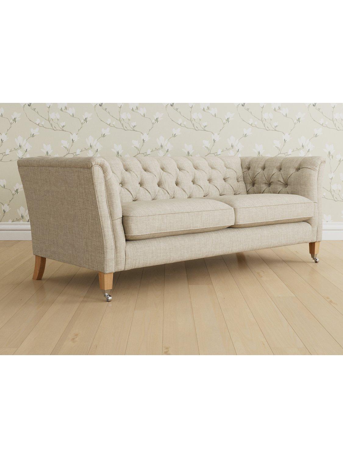 Chatsworth Range, Laura Ashley Chatsworth Large 3 Seater Sofa, Oak Leg, Bainton Natural