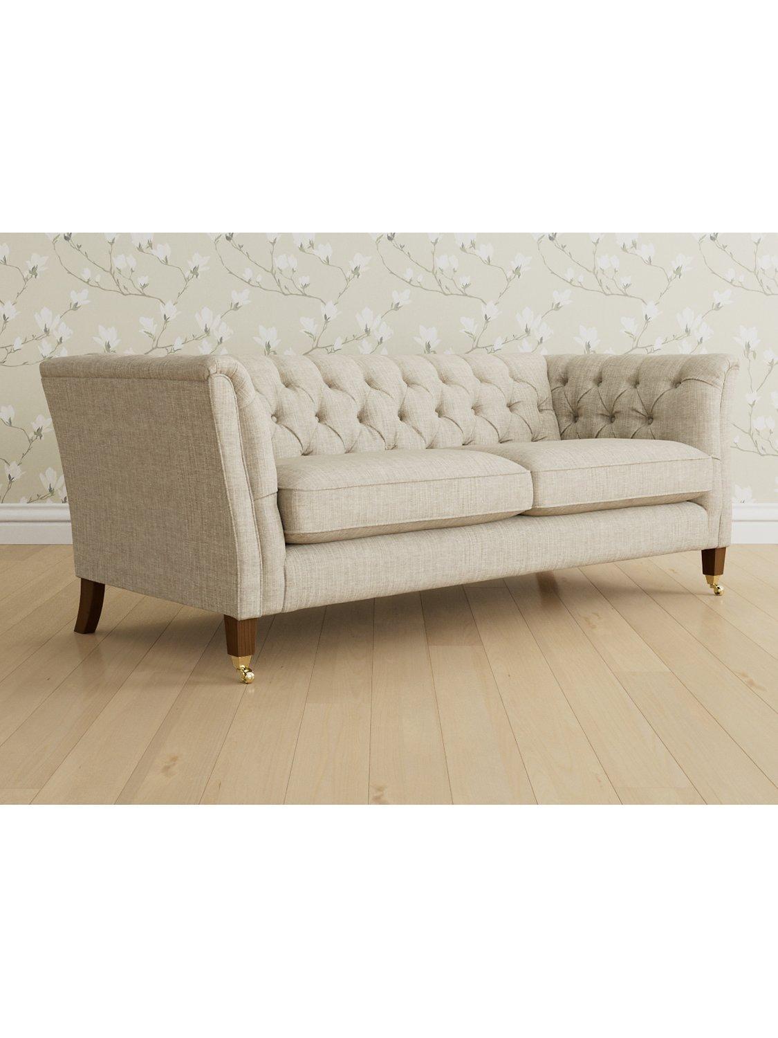 Chatsworth Range, Laura Ashley Chatsworth Large 3 Seater Sofa, Teak Leg, Bainton Natural