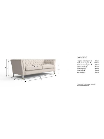 Laura Ashley Chatsworth Grand 4 Seater Sofa, Oak Leg - view 2, Orla Gold