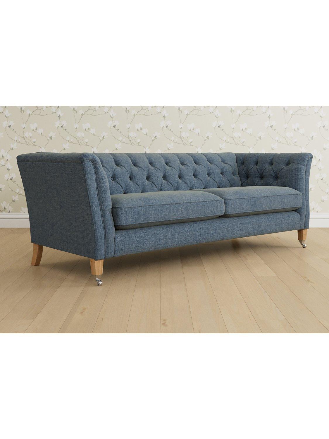 Chatsworth Range, Laura Ashley Chatsworth Grand 4 Seater Sofa, Oak Leg, Orla Seaspray