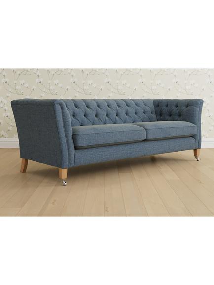 Laura Ashley Chatsworth Grand 4 Seater Sofa, Oak Leg, Orla Seaspray