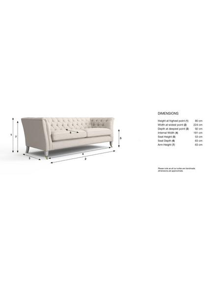 Laura Ashley Chatsworth Grand 4 Seater Sofa, Teak Leg - view 2, Orla Gold