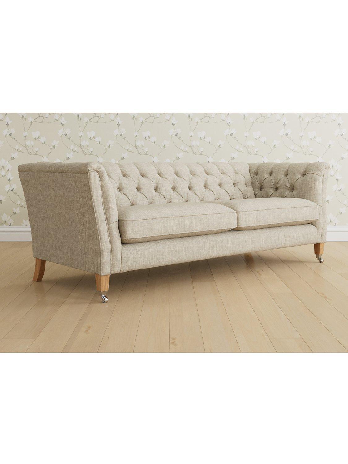Chatsworth Range, Laura Ashley Chatsworth Grand 4 Seater Sofa, Oak Leg, Bainton Natural